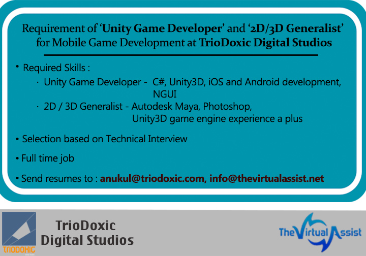 Job-Requirement-of-Unity-Game-Developer-and-2D-3D-Generalist-Triodoxic-digital-studios