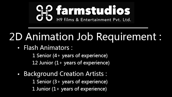Job Requirements of 2D Flash Animator and BG Artist