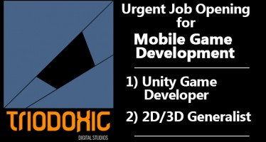 Job Opening at Triodoxic digital studios for Unity Game Developer and 2D 3D Generalist