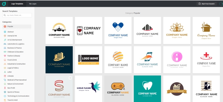 DesignEvo logo library templates