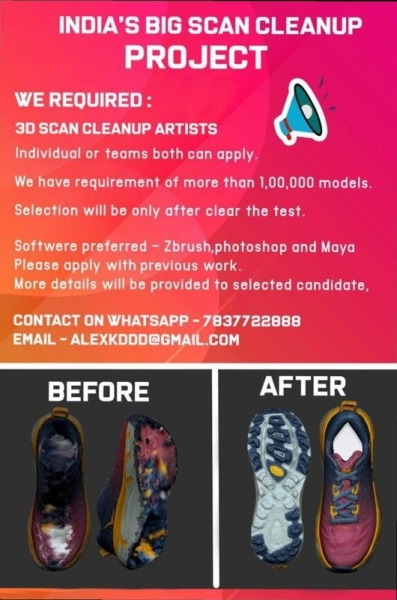 3D scan cleanup artists freelance project