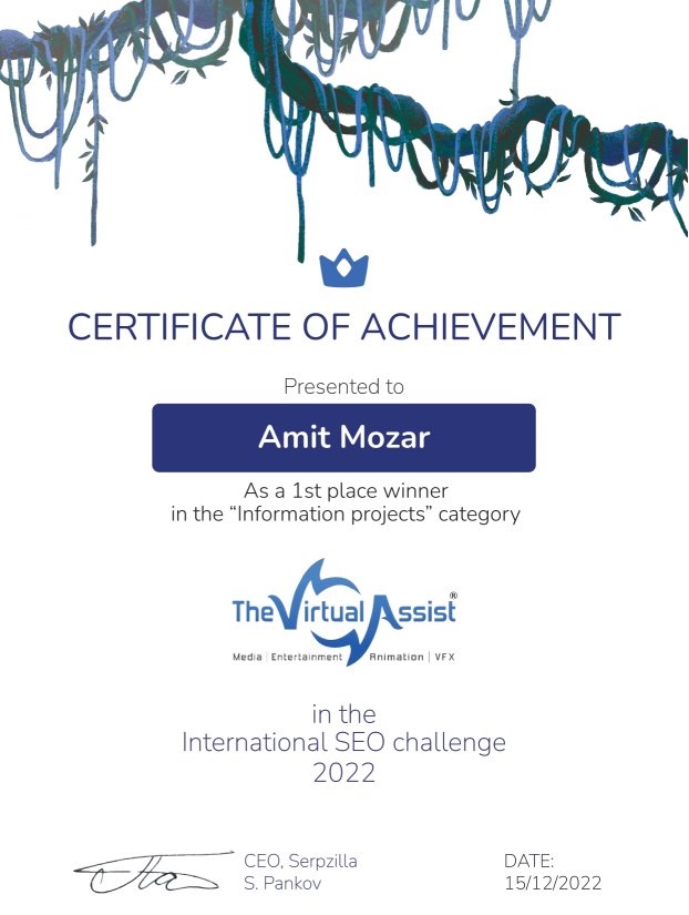 international seo competition winner amit mozar