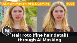 Hair roto (fine hair detail) through AI Masking (Silhouette)